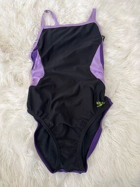Speedo Black and Purple Women's One-Piece Swimsuit